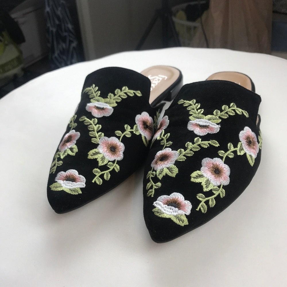 Franco Sarto| Embroidered D'Orsay Mules